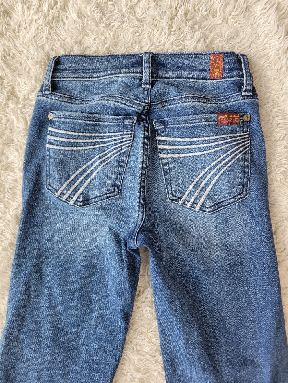 7 For All Mankind Dojo Women’s Flare Jeans Pond Blue 7FAM Size 23 - Picture 3 of 10